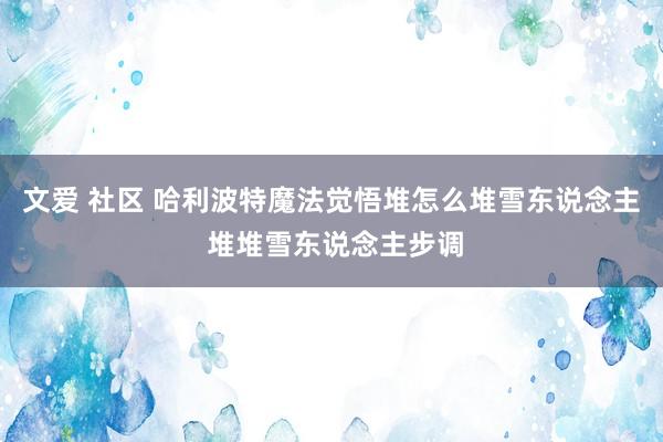 文爱 社区 哈利波特魔法觉悟堆怎么堆雪东说念主 堆堆雪东说念主步调