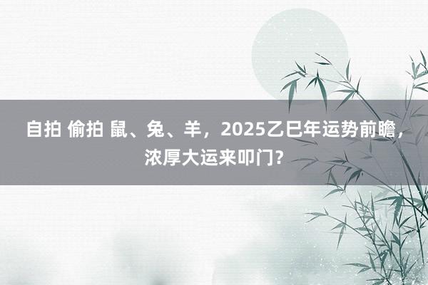 自拍 偷拍 鼠、兔、羊，2025乙巳年运势前瞻，浓厚大运来叩门？