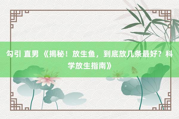 勾引 直男 《揭秘！放生鱼，到底放几条最好？科学放生指南》
