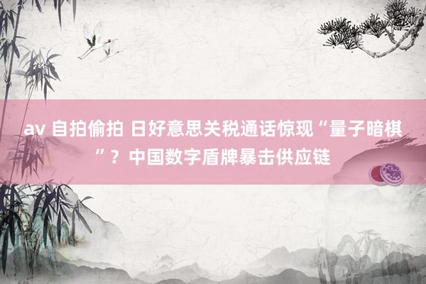 av 自拍偷拍 日好意思关税通话惊现“量子暗棋”？中国数字盾牌暴击供应链