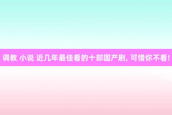 调教 小说 近几年最佳看的十部国产剧, 可惜你不看!