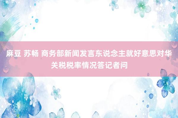 麻豆 苏畅 商务部新闻发言东说念主就好意思对华关税税率情况答记者问