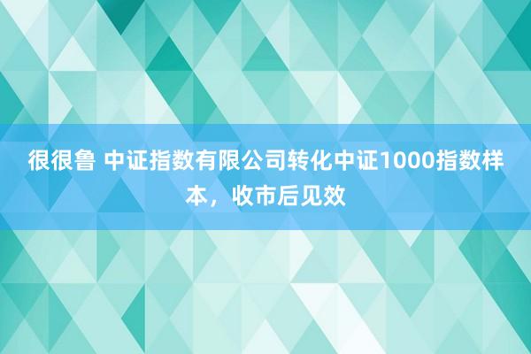 很很鲁 中证指数有限公司转化中证1000指数样本，收市后见效